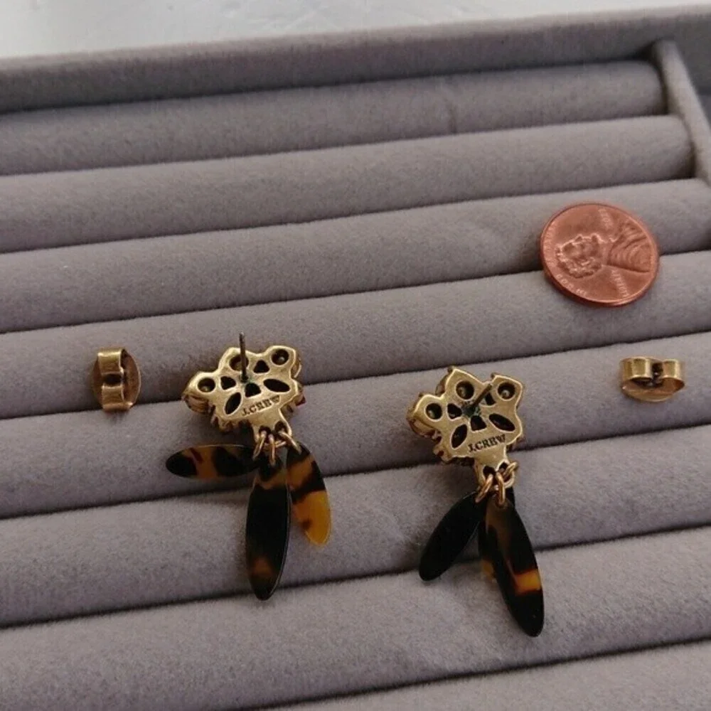 J. Crew Crystal cluster and Tortoise Drops earrings